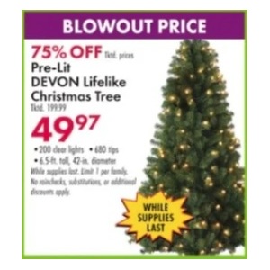 75% Off Pre-Lit Devon Lifelike Christmas Tree