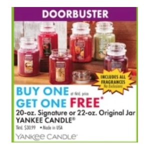 Buy one Get One Free 20-oz Signature or 22-oz original Jar yankee Candle