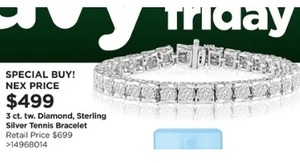 3ct. tw. Diamond, Sterling Silver Tennis Bracelet