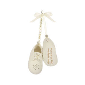 Baby’s First Christmas Booties Porcelain Personalized Ornament