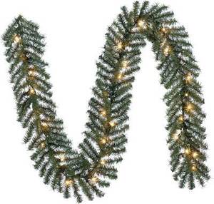 Holiday Living Indoor/Outdoor Pre-lit Electrical Outlet 9-ft Ellston Pine Artificial Garland