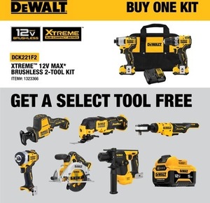 Buy One Get One FREE Select DEWALT 12-Volt MAX Bare Tool or Battery Up to $179 Value