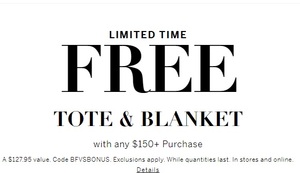 Free Tote and Blanket w/$150+ Purchase