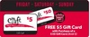 FREE $5 Gift Card with Purchase of a $50 Gift Card (limit 6)