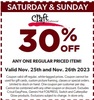 30% Off ANY ONE REGULAR PRICED ITEM