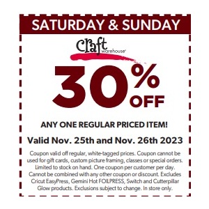 30% Off ANY ONE REGULAR PRICED ITEM