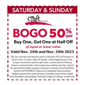 Bogo 50% off of equal or lesser value