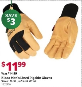 Kinco Men's Lined Pigskin Gloves