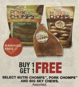 Buy 1 Get 1 Free Nutri Chomps Pork Chomps and Big Sky Chews