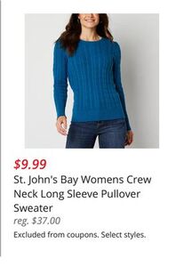 St. John's Bay Womens Crew Neck Long Sleeve Pullover Sweater