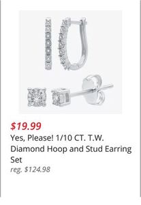 1/10 CT. T.W. Diamond Hoop and Stud Earring Set