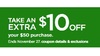 Take an Extra $10 off $50+ Order w/Coupon REWARDS10