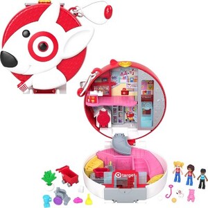 Polly Pocket Target Bullseye Adventure: Doll Playset, 16 Pieces, Plastic, No Battery Required