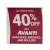 40% Off all Avanti Sprayers, Brushes And Rollers