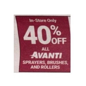 40% Off all Avanti Sprayers, Brushes And Rollers
