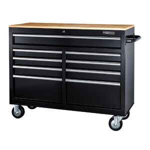 YUKON 46 in. 9 Drawer Mobile Storage Cabinet with Solid Wood Top