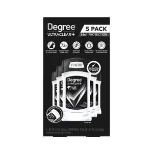 Degree Men UltraClear+ Antiperspirant Deodorant, Black & White, 2.7 oz, 5-pack