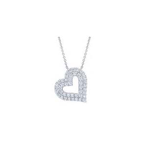 Round Brilliant 1.00 ctw VS2 Clarity, I Color Diamond 14kt White Gold Heart Pendant
