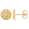 14kt Yellow Gold High Polish & Diamond Cut Stud Earrings