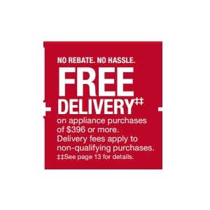 Free Delivery on appliance purchases of $396 or more
