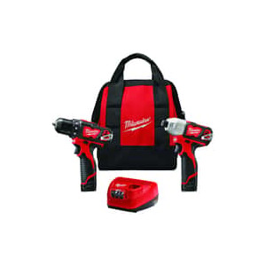 Milwaukee M12 Cordless Brushed 2 Tool Drill and Impact Driver Kit
