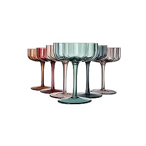 Khen Flower Vintage Wavy Glass Coupes Martini Set of 6-7oz