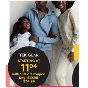15% off Tek Gear Ultrasoft Fleece