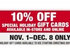 10% Off Special Holiday Gift Cards