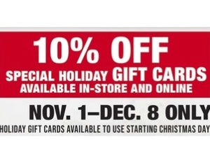 10% Off Special Holiday Gift Cards