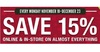 Save 15% off on Almost Everything