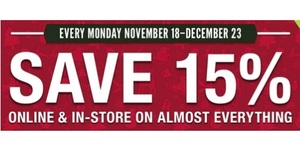 Save 15% off on Almost Everything