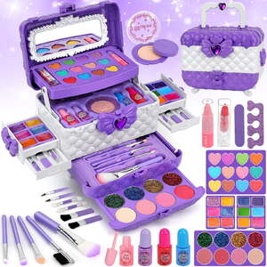 Sendida Kids Makeup Kit for Girl Gifts, 54PCS in 1 Makeup Toys Washable Little Girls Princess Make