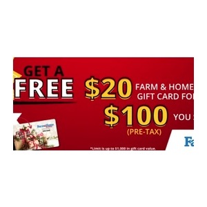 Get A Free $20 Farm & Home Supply Gift Card