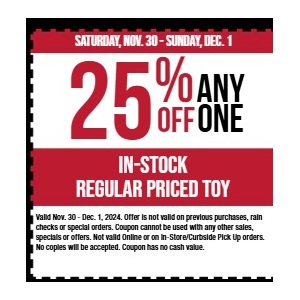 25% Off Any One Regularly Priced Toy