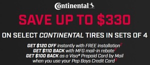 Save Up To $330 On Select Continental Tires In Sets Of 4