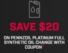 Save $20 On Pennzoil Platinum Full Synthetic Oil Change With Coupon