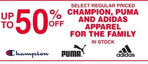 Up to 50% Off Champion, Puma 4 And Adidas Apparel For The Family