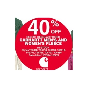 Up to 40% off Carhartt Men's And Women’s Fleece