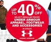 Up to 40% off Under Armour Apparel, Footwear And Accessories.