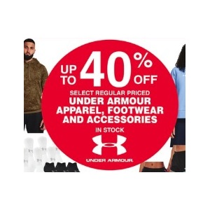 Up to 40% off Under Armour Apparel, Footwear And Accessories.