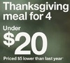 Thanksgiving meal for 4 under $20