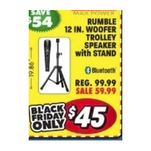 Rumble 12 In. Woofer Trolley Speaker With Stand