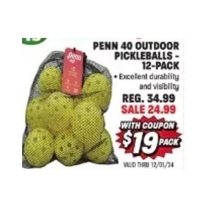 12-pack Penn 40 Outdoor Pickleballs