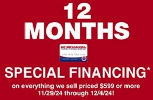 12 Months Financing on Everything $599 or more