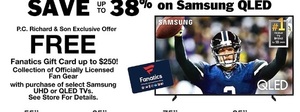 Save Up to 38% on Samsung Qled Fanatics Gift Card up to $250 w/purchase UHD or QLED TVs