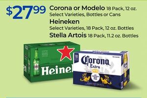 Corona or Modelo, Heineken, Stella Artois