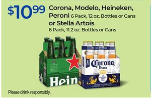 Corona, Modelo, Heineken, Peroni or Stella Artois