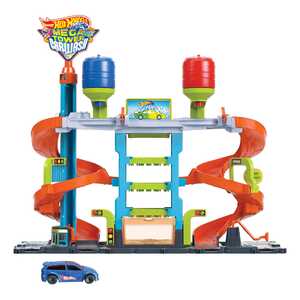 Hot Wheels City Mega Car Wash Playset with 1 Toy Color Shifters Car