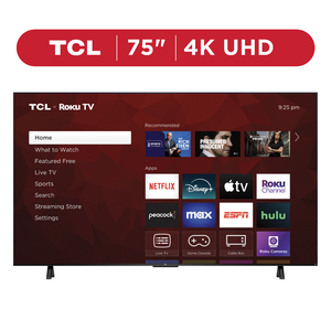 TCL 75” Class S4 (75S41BR) 4K UHD HDR LED Smart TV with Roku TV