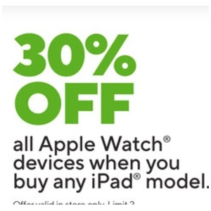 30% Off all Apple Watch devices when you buy any iPad